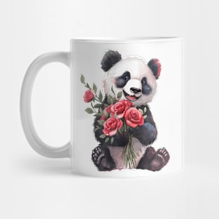 Valentine Panda Bear Giving Flowers Mug